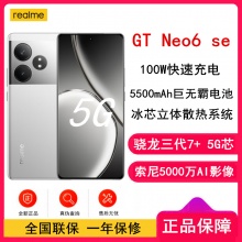 [全新]真我GT Neo6 se 流银骑士 12GB+256GB 骁龙三代7+ 5G芯 100W快充 5500毫安大电池 5G游戏拍照智能手机